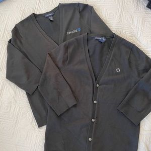 2 Lands End Chase Bank black cardigans. Size S